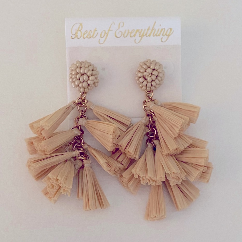 Tan Raffia Earrings